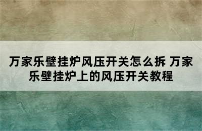 万家乐壁挂炉风压开关怎么拆 万家乐壁挂炉上的风压开关教程